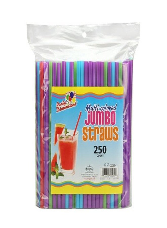 Party Dimensions Colorful Multi-Colored Jumbo Straws - (Pack of 250) - Vibrant Design - Perfect for Parties & Events - Image 1